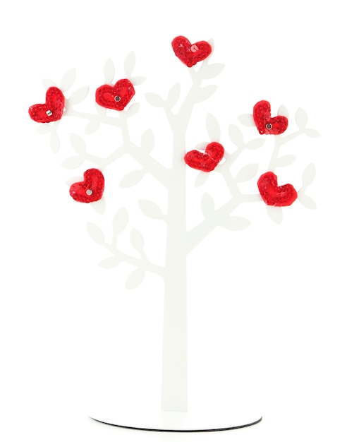 Photo arbre décoratif avec des coeurs, isolé sur blanc