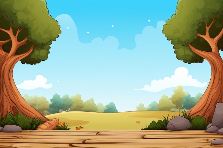 Photo arbre dessin animé images d'arrière-plan et espace de copie