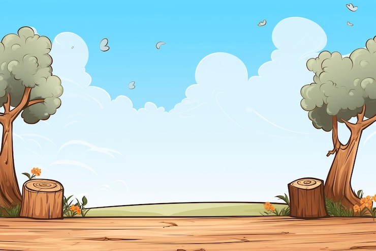 Photo arbre dessin animé images d'arrière-plan et espace de copie
