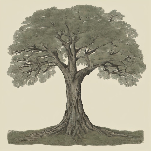 arbre dessiné à la main sur fond blanc illustration de haute qualitévieil arbre dans une forêt