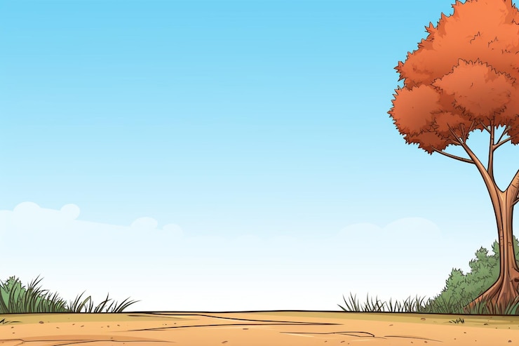 Photo arbre de dessins animés arrière-plan de l'image et espace de copie