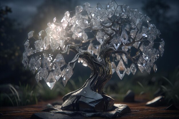 Un arbre avec des diamants dessus