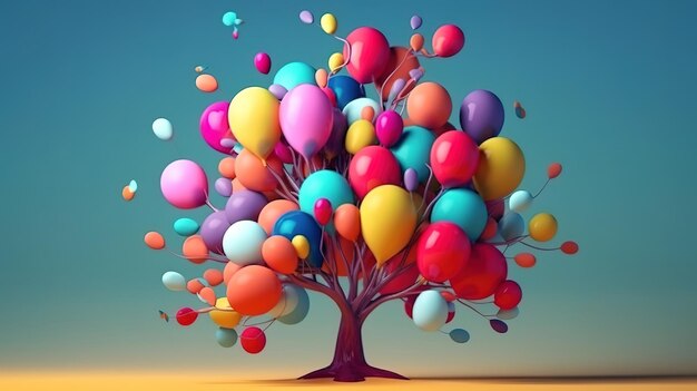 Arbre drôle de joyeuses fêtes avec des ballons Ai générative