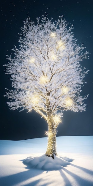 Un arbre éclairé avec des lumières dessus