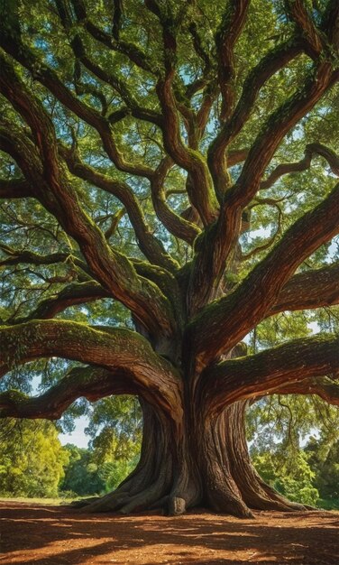 Photo un arbre à l'écorce verte et brune