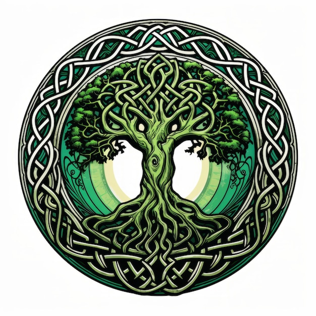Photo l'arbre émeraude celtique de la vie et de la mort est le symbole de l'ia générative.