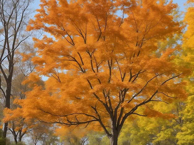 Photo un arbre avec des feuilles d'orange qui est à l'automne