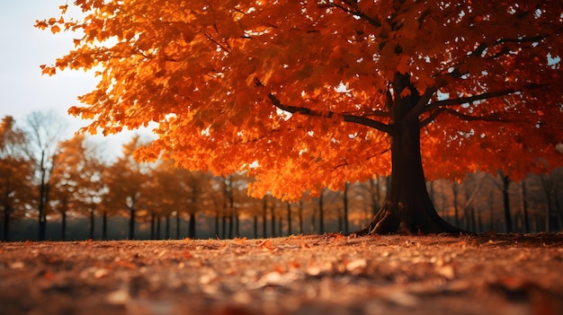 Un arbre avec des feuilles d'orange