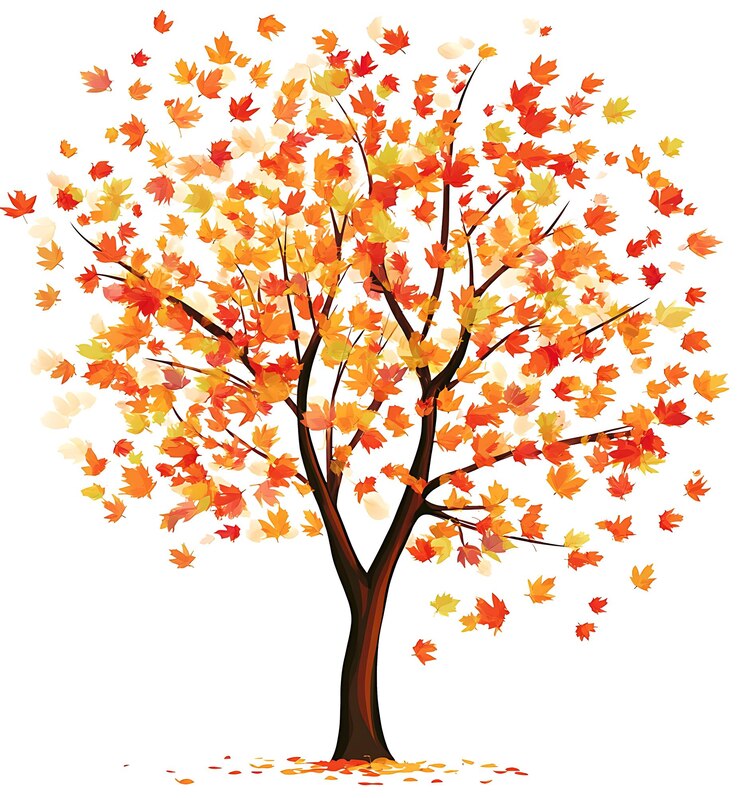 Photo un arbre avec des feuilles qui tombent à l'automne