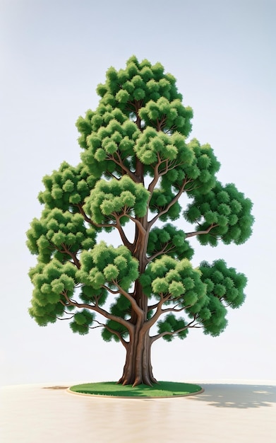Un arbre avec des feuilles vertes et un fond de ciel blanc