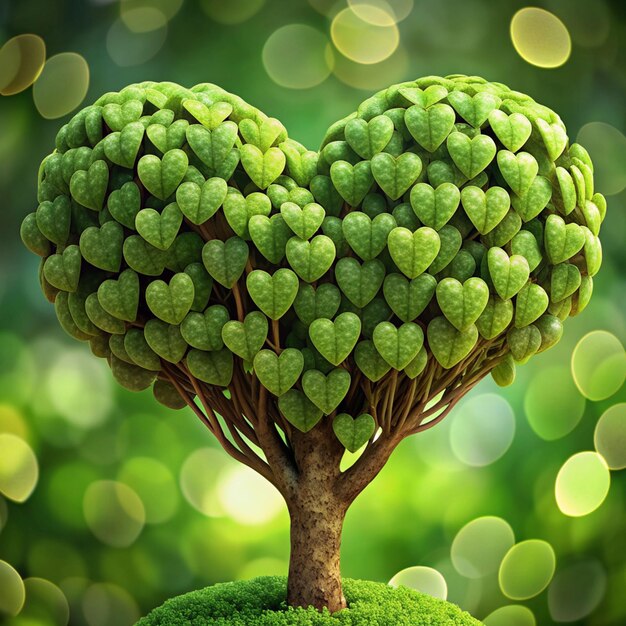 un arbre avec des feuilles vertes en forme de cœur qui poussent