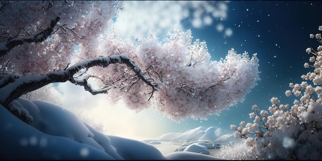 arbre de fleur de prunier nature gelée