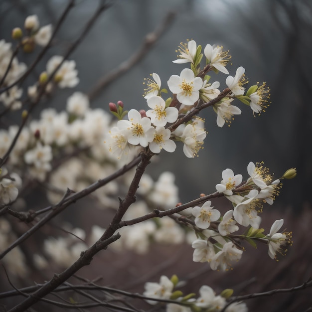 Un arbre avec des fleurs blanches qui fleurissent