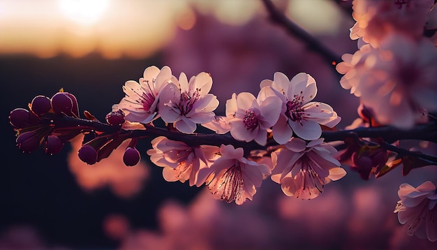 Arbre de fleurs de cerisier printemps Ai généré