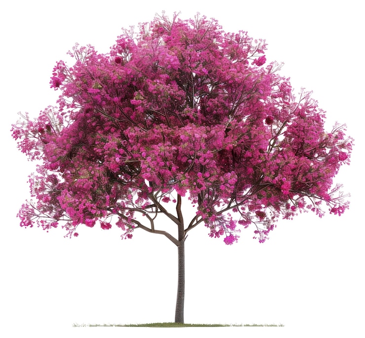Photo arbre à fleurs rose vibrant de la png