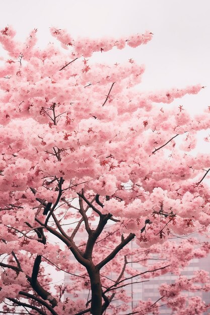 Photo un arbre avec des fleurs roses dessus