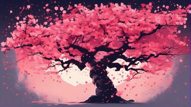 Un arbre avec des fleurs roses dessus