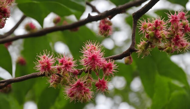 Photo un arbre avec des fleurs roses et une fleur rose