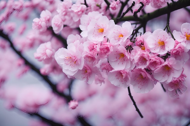 Un arbre à fleurs roses et fleurs jaunes