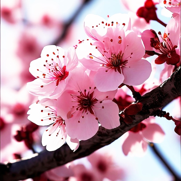 Photo un arbre avec des fleurs roses et le mot cerise dessus