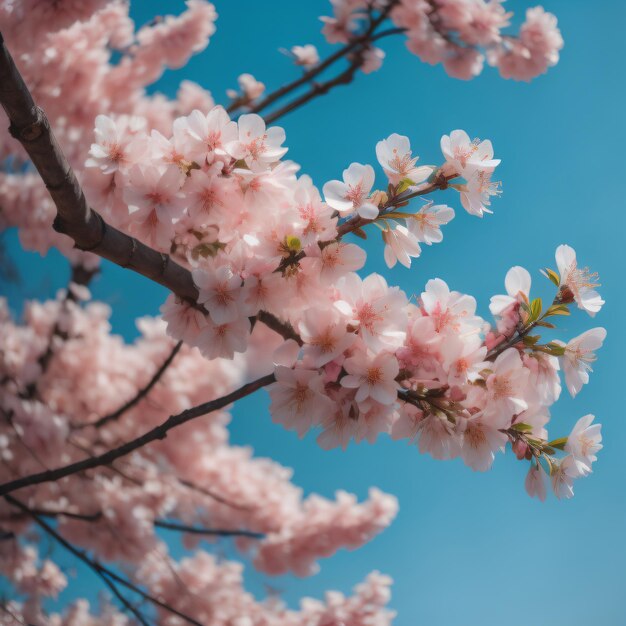 Un arbre avec des fleurs roses et le mot cerise dessus