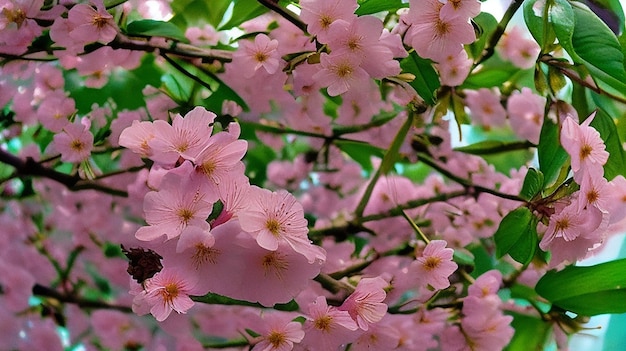 un arbre avec des fleurs roses qui a le mot cerise dessus