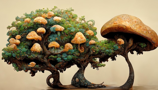 Arbre en forme de champignon