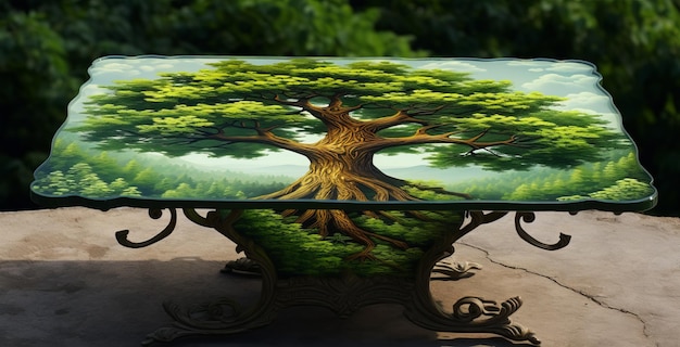 Photo arbre en forme de table sur le fond de la nature