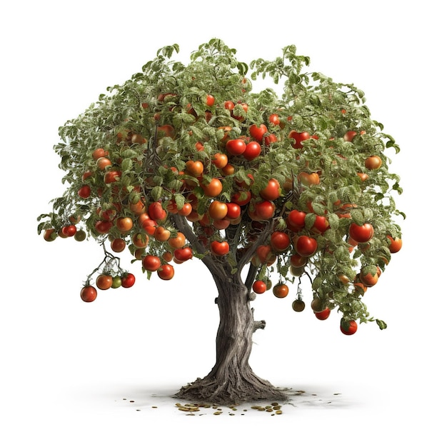 Un arbre avec des fruits rouges dessus