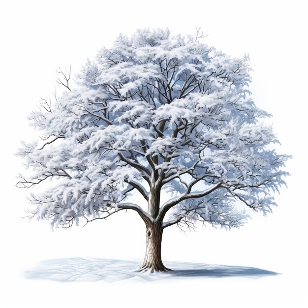 Photo arbre d'hiver dans un rendu réaliste hyper détaillé uhd image