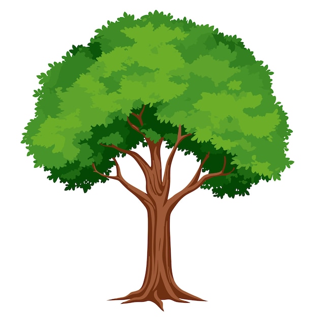 Arbre isolé sur fond blanc clip art style dessin animé AI génératif