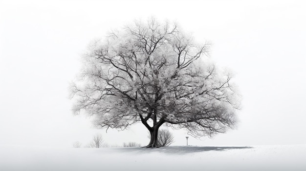 Arbre isolé sur fond blanc IA générative