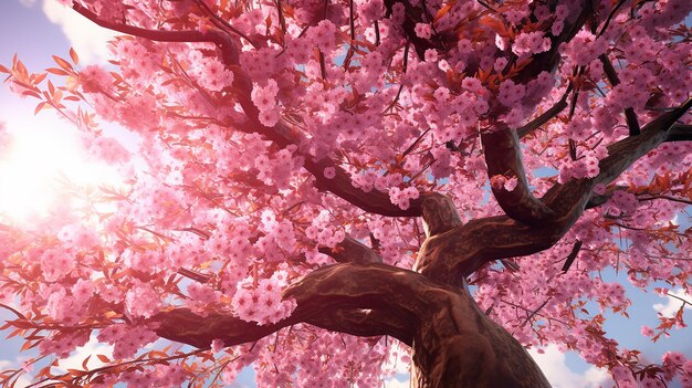 Arbre japonais à floraison printanière Sakura Generative AI