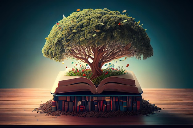 Arbre avec des livres IA générative