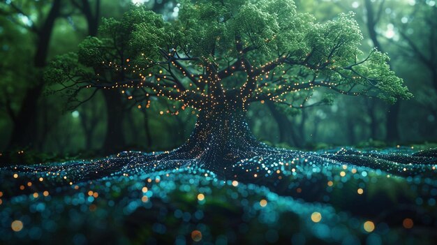 un arbre avec des lumières dessus