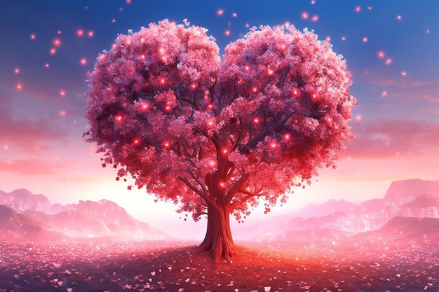 Arbre magique de coeur d'amour