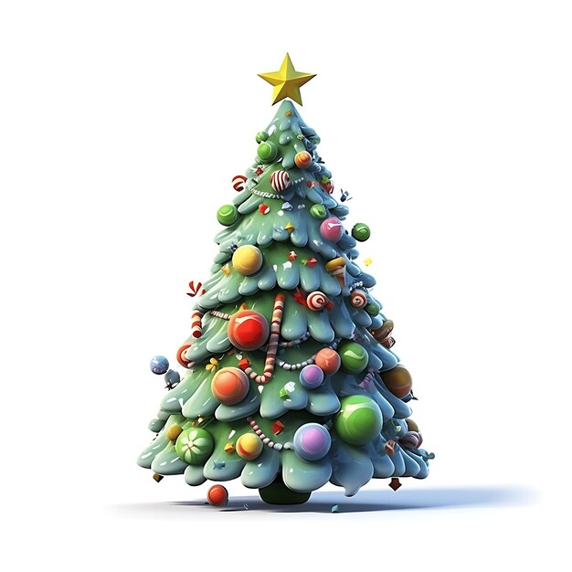 Arbre de Noël 3D Arbre de noël joyeux Illustrateur 3D Boîtes de cadeaux de Noël et arbre 3D rendu
