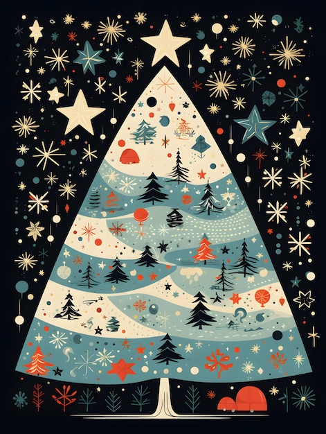 Arbre de Noël affiche carte fond design illustration du nouvel an