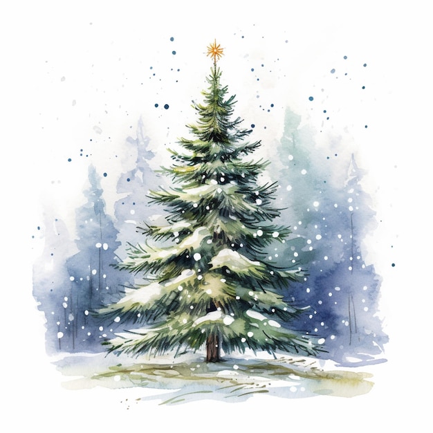 Arbre de Noël aquarelle