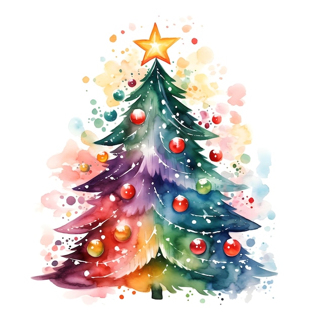 Arbre de Noël à l'aquarelle