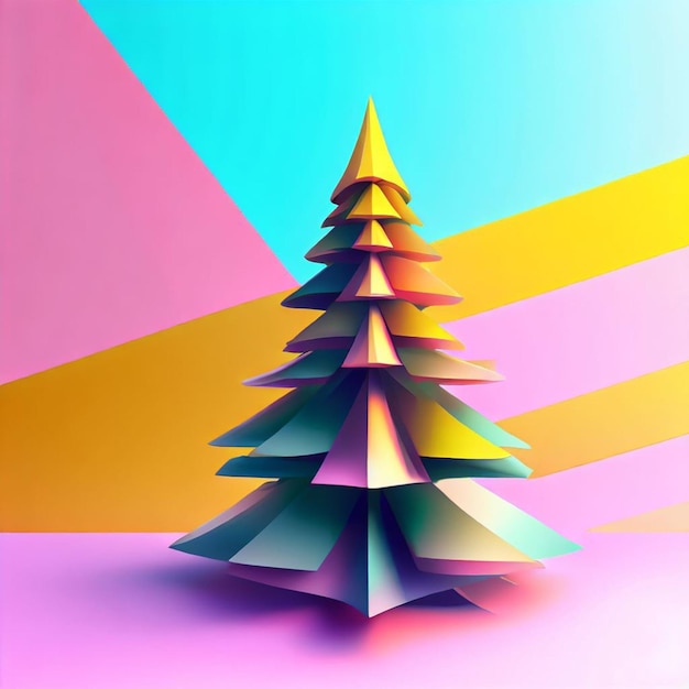 arbre de noël avec un arrière-plan coloré