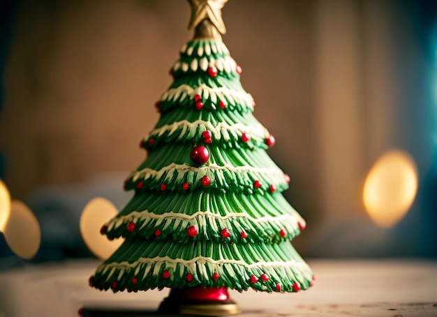 Un arbre de Noël avec des baies rouges dessus