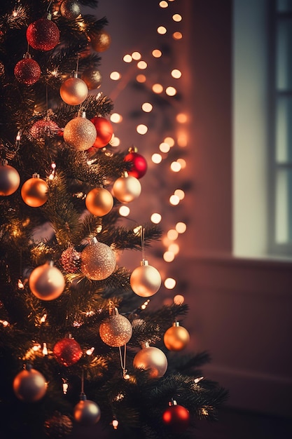 Arbre de Noël avec beaucoup de jouets dessus