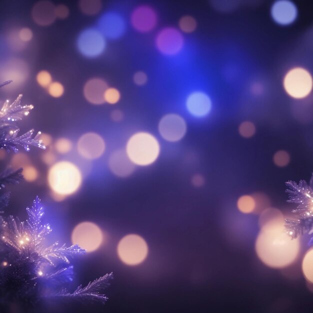 Arbre de Noël avec des boules et des lumières brillantes floues générées par l'IA