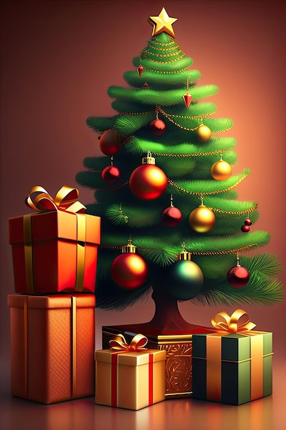 arbre de Noël et des cadeaux