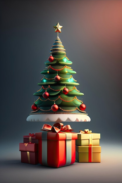 L'arbre de Noël et les cadeaux