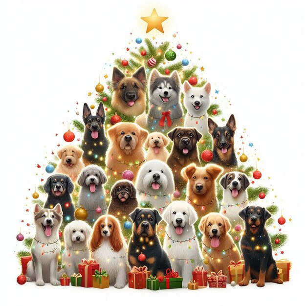 Photo l'arbre de noël des chiens