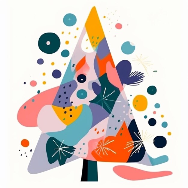 un arbre de Noël coloré avec beaucoup de formes et de couleurs générative ai