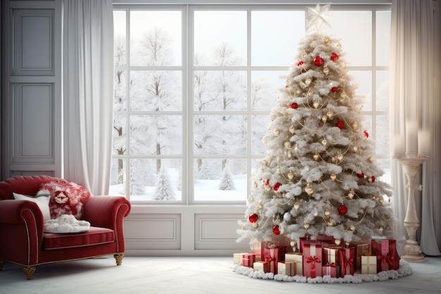 Un arbre de Noël dans le coin du salon