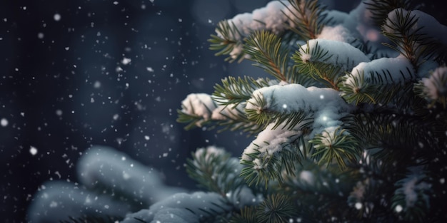 Arbre de Noël dans la neige Branches de sapin dans le gel et la neige Noël et le Nouvel An